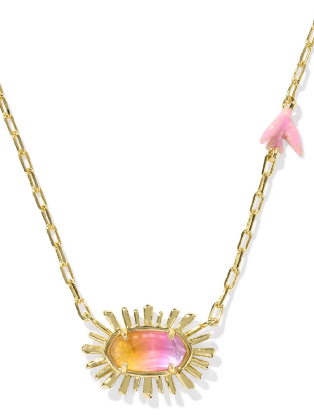 Kendra Scott | Elisa Gold Sunburst Pink Ombre Stone Necklace - Picture 1 of 5